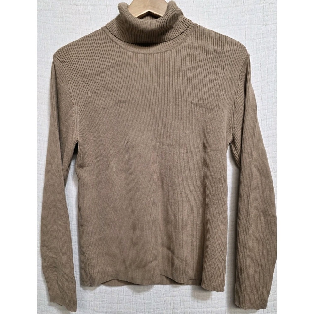 Pendleton Womens Turtle Neck Sweater Cotton Pullover Beige Stretch Petite SZ LP